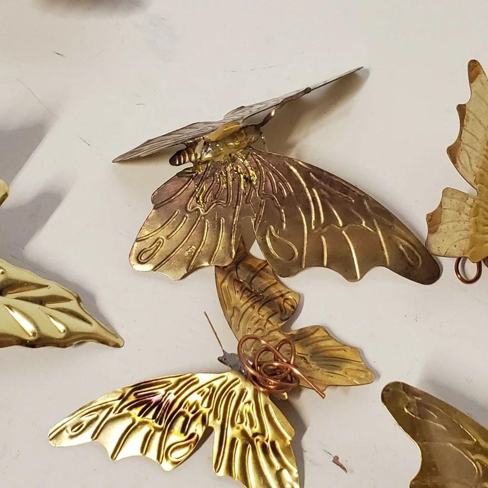 VINTAGE Hand Tooled Butterflies Leaves Wall Hangings Intricate Detail Home Decor